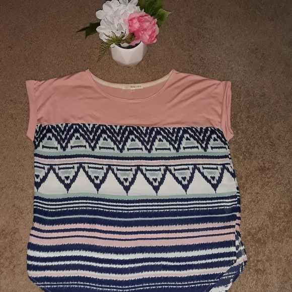 Rewind (Size L) Multimedia Print Short Sleeve Top - Picture 2 of 5